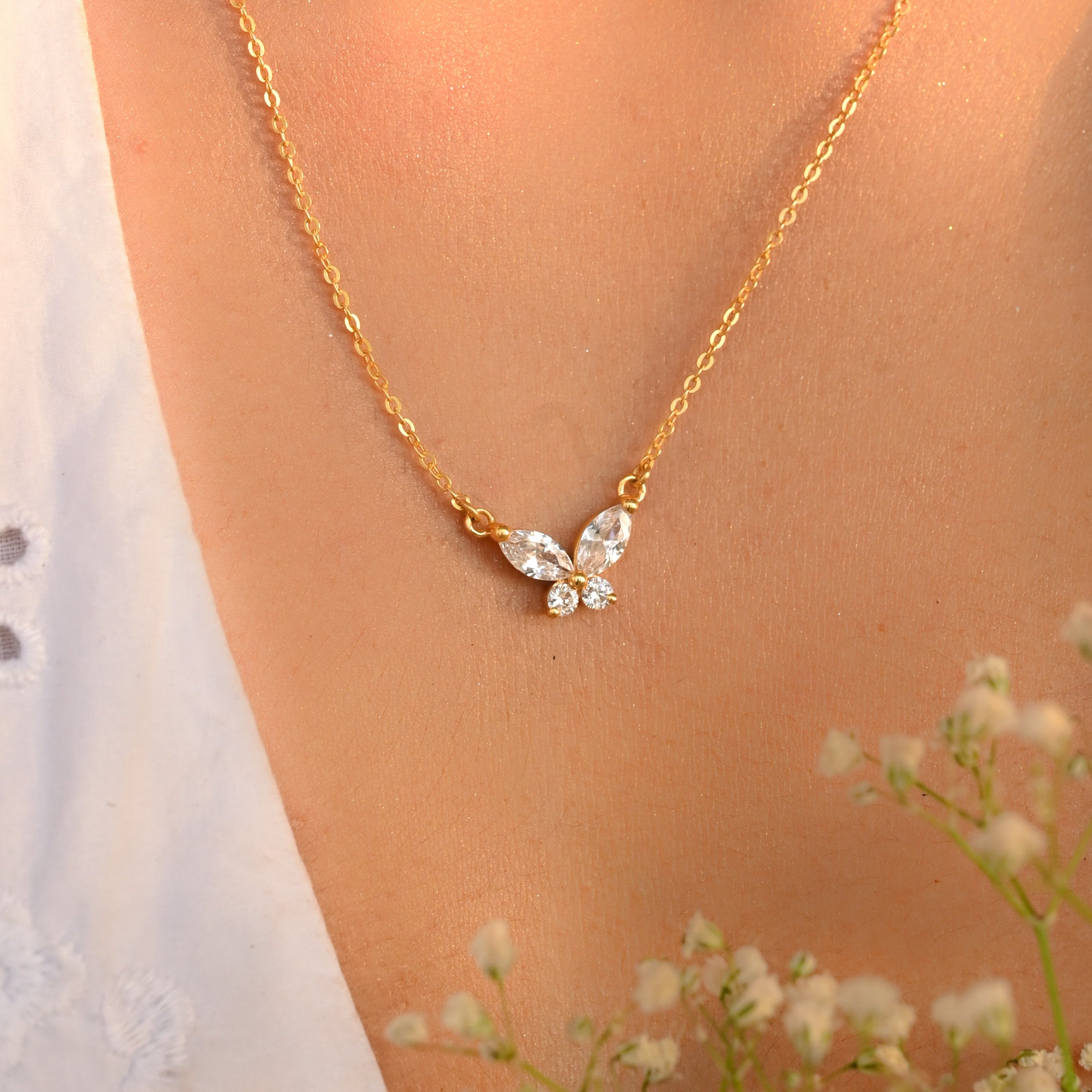 Butterfly Solitaire Necklace